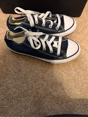 Converse Kids Low-Top Canvas Sneakers in Navy and White